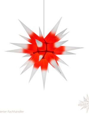 Herrnhuter Stern, Papier 60cm, weiß mit rotem Kern