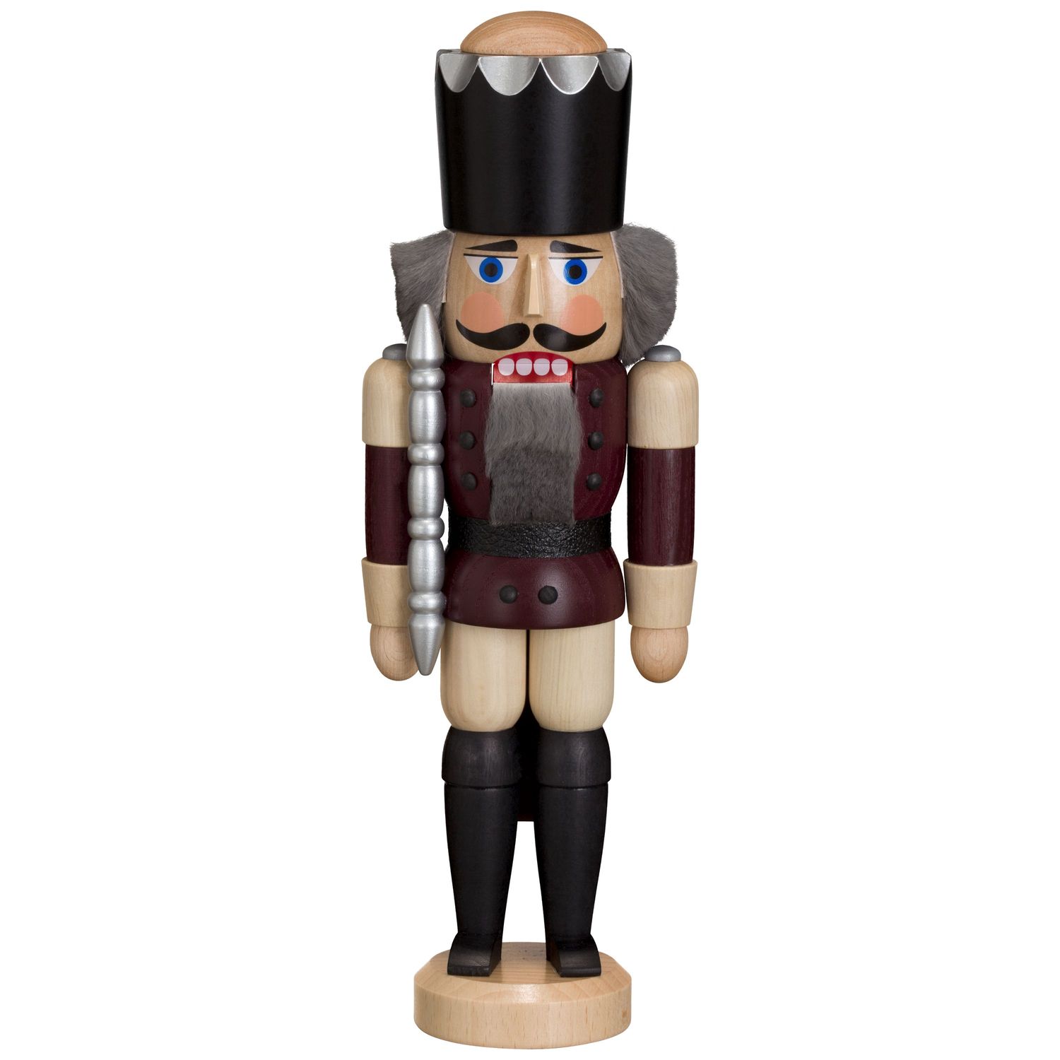 .Nussknacker König lasiert, aubergine Eschenholz