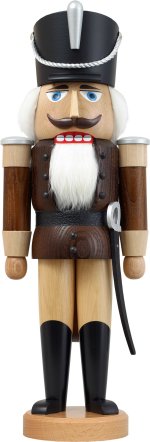 Nussknacker Husar Aus Dem Erzgebirge – Handgefertigte Holzfigur 28 Cm, Braun Lasiert, Perfekt Als Weihnachtsdekoration Oder Sammlerstück