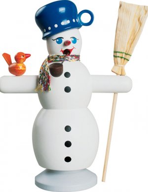 Räucherfigur Schneemann mit blauem Topf