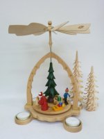 Pyramide Weihnachtswald, bunt für Teelichter