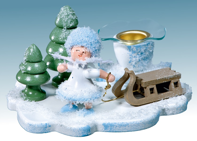 Kerzenständer Schneeflöckchen mit Schlitten