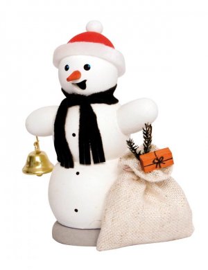 Räuchermann Schneemann mit Geschenkesack