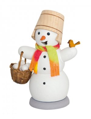 Räuchermann Schneemann mit Schneeballkorb