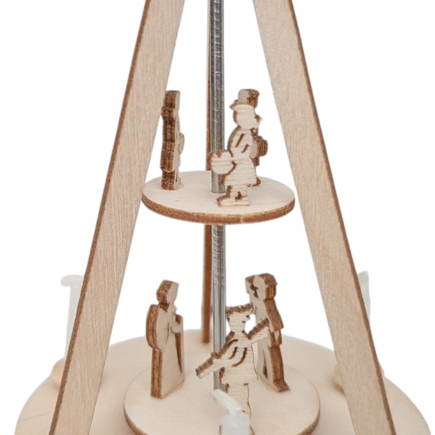 Miniatur Weihnachtspyramide mit echten Wachskerzen