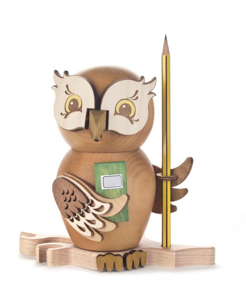 Räucherfigur Eule Schüler, natur **neu 2015**