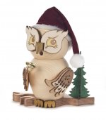 Räucherfigur Eule Weihnachtsmann, natur