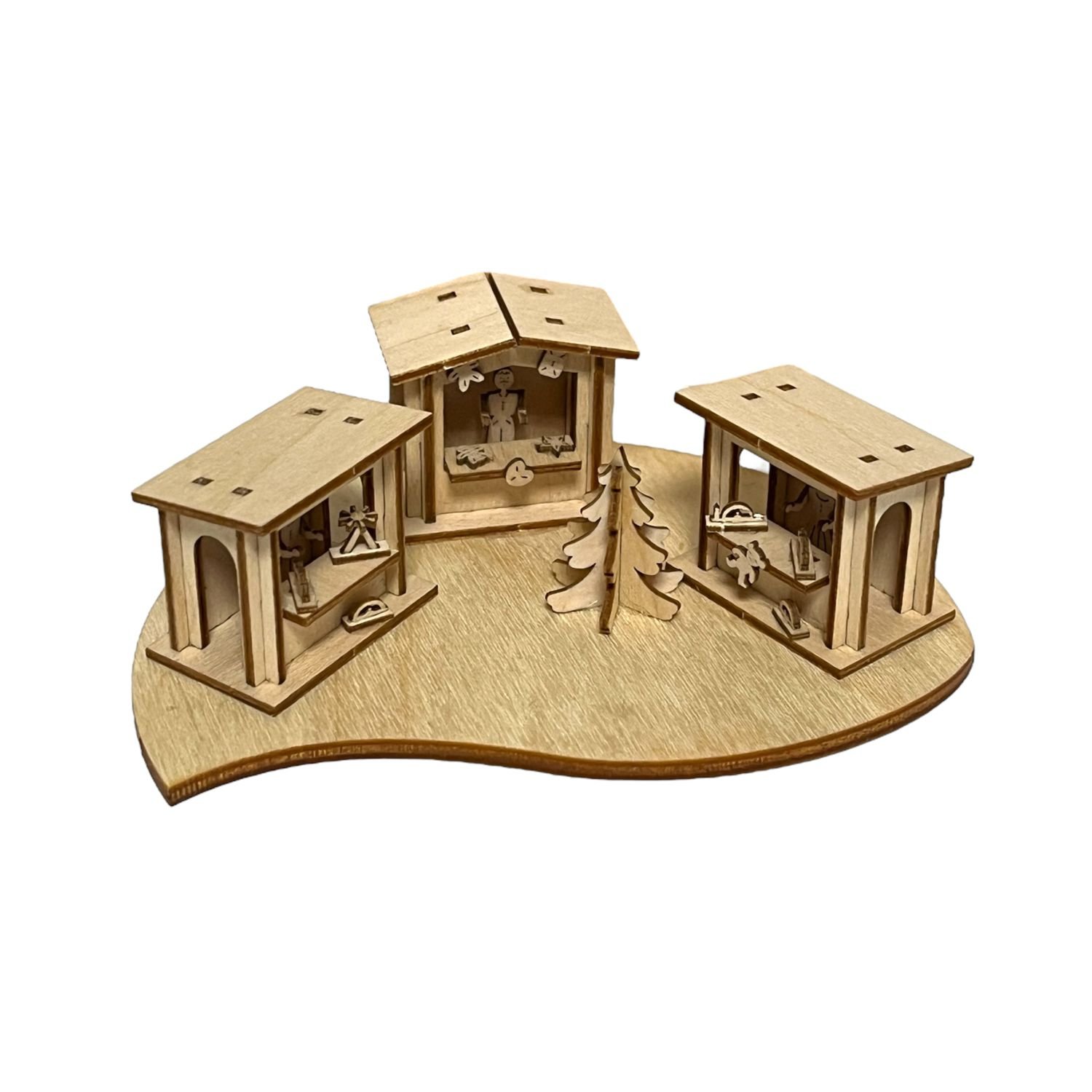 Miniatur 3 Weihnachtsmarktbuden in Spandose