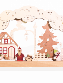 Schwibbogen mit Schneemann und Weihnachtsmann