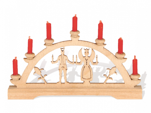 Mini-Schwibbogen "Engel & Bergmann" rote Kerzen