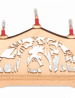 Mini-Schwibbogen Palmenkrippe mit elektr. Kerzen