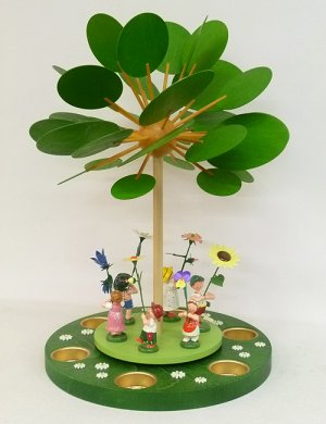 Pyramide "Frühlingserwachen mit Blumenkindern" für Teelichter