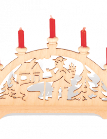 Mini-Schwibbogen "Räuchermann" mit roten Kerzen