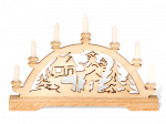 Mini-Schwibbogen "Räuchermann" mit weißen Kerzen