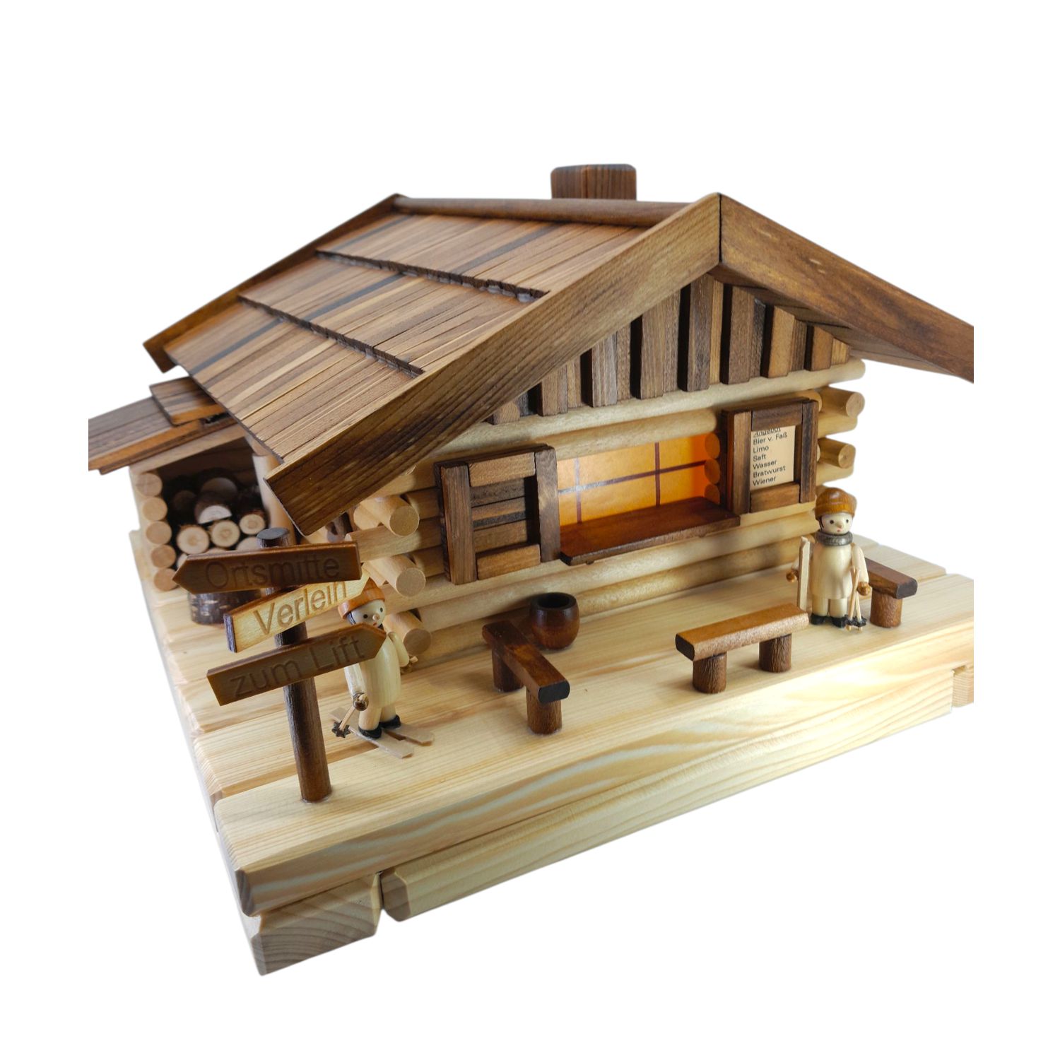 Räucher- Lichterhaus Skihütte mit Skifahrer – Bild 8