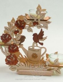 Teelichthalter, Blütenkranz "Gießkanne & Vögel" **Neu 2016**