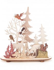 Kuhnert Erzgebirge Teelichthalter aus Holz Wald Tiere Winter Motive 5 Ebenen 