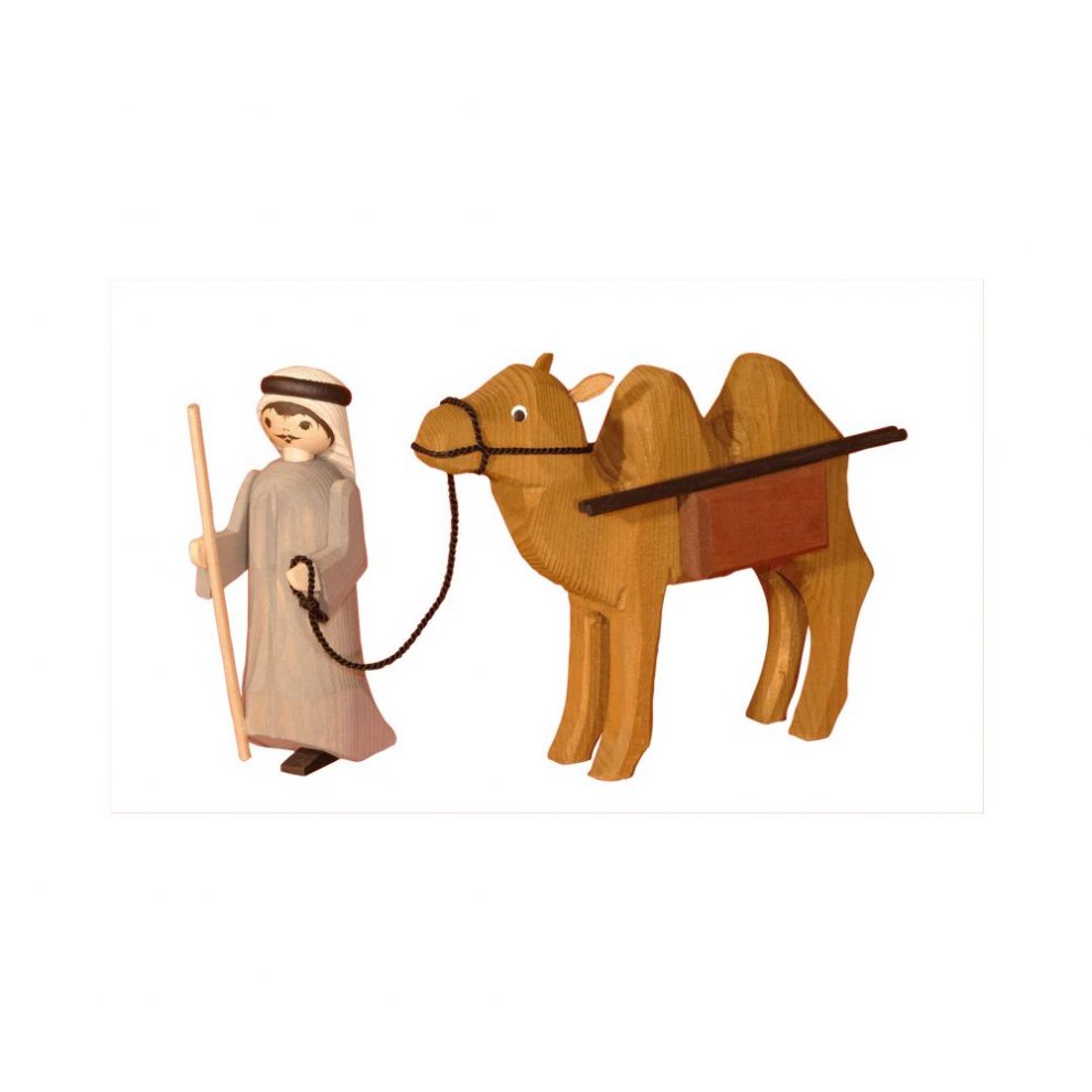 Kameltreiber und Kamel, gebeizt