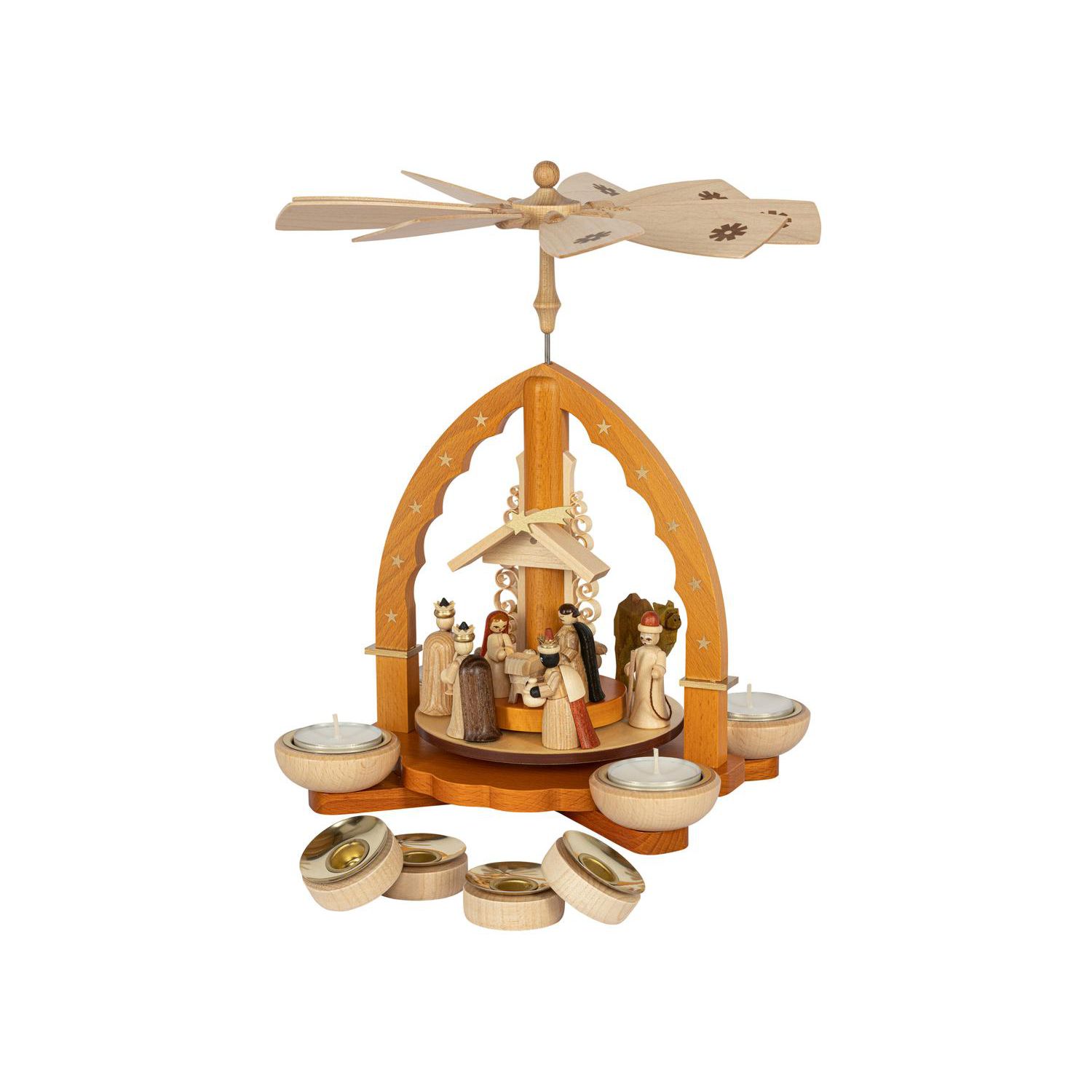 Pyramide Krippe mit Königen / natur