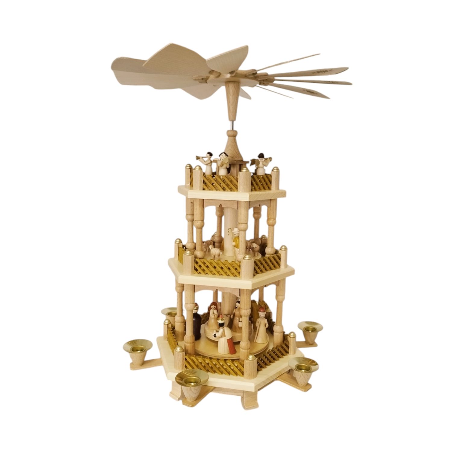Pyramide Weihnachtsgeschichte 3 Etagen, natur