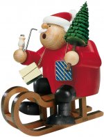 Räuchermann Weihnachtsmann auf Schlitten