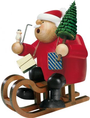 Räuchermann Weihnachtsmann auf Schlitten