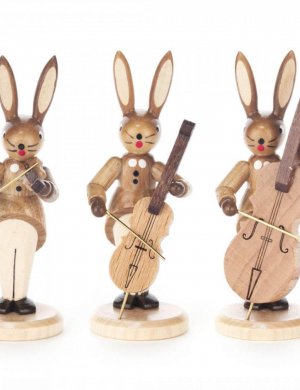 Hasentrio Streicher mit Geige, Cello und Kontrabass natur