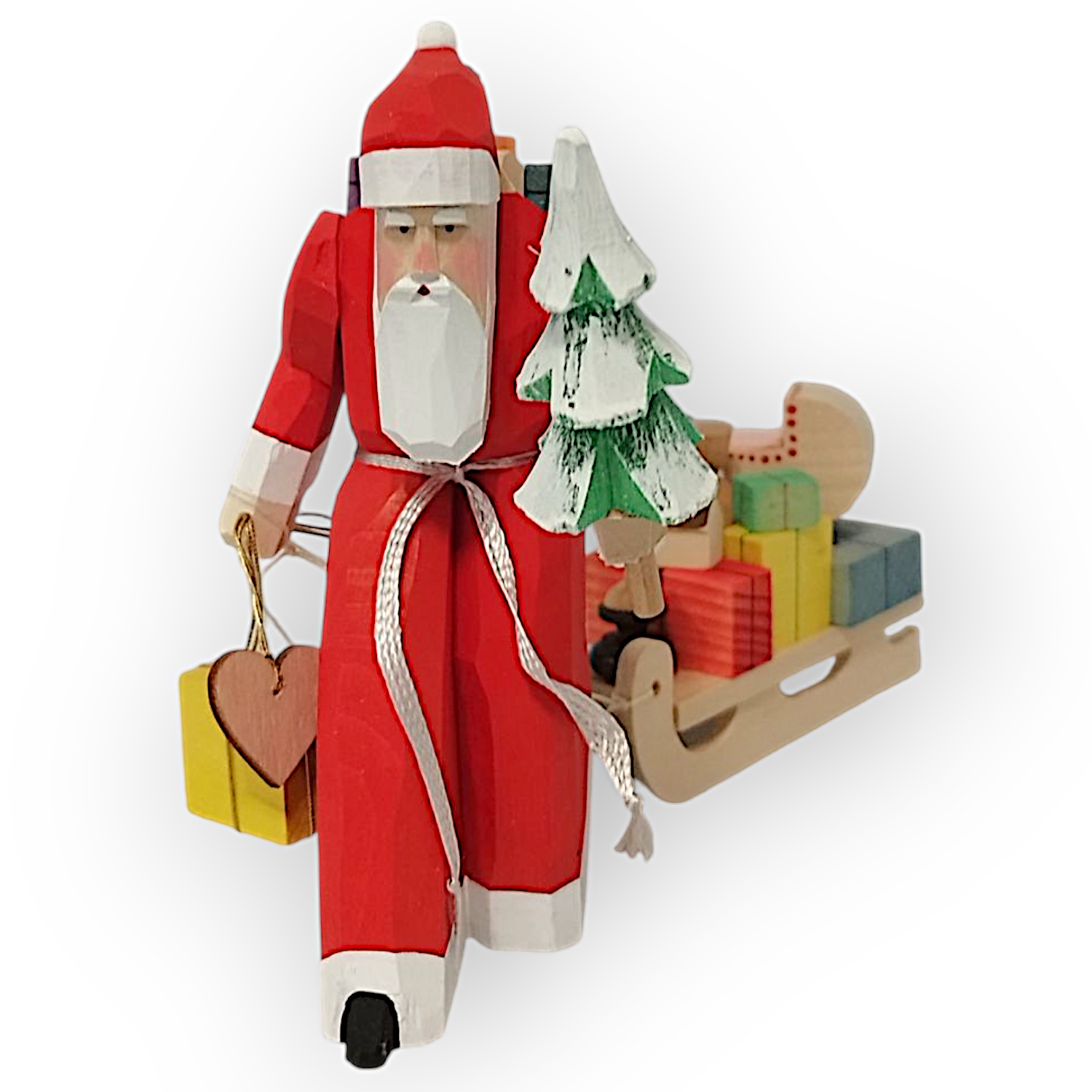 Weihnachtsmann mit Tannenbaum und Schlitten