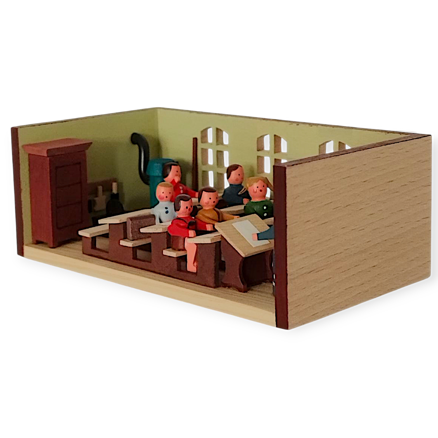 Miniaturstube Schulstube mit Lehrerin