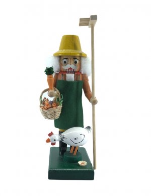 Mini-Nussknacker Gärtner mit Huhn