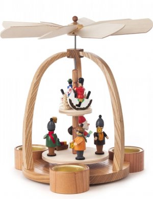 Pyramide Weihnachtsmann farbig für Teelichter