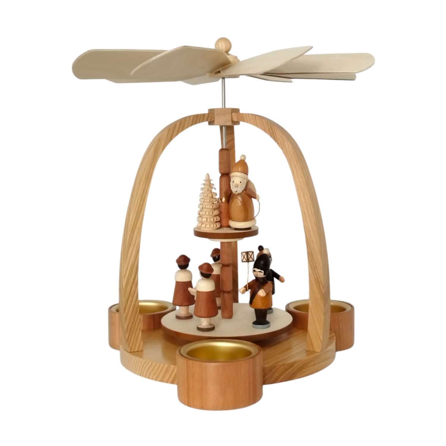 Teelichtpyramide mit Laternen und Laternenkinder, natur