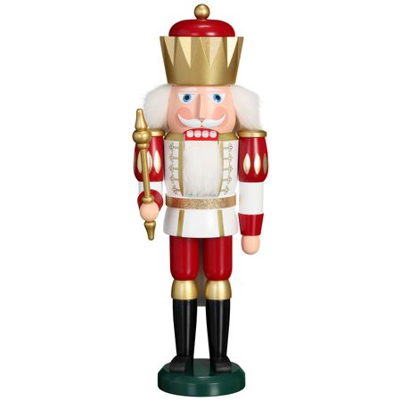 Nussknacker König weiß-rot