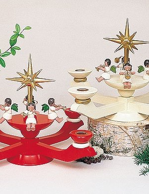 Adventleuchter mit 4 Engeln, rot