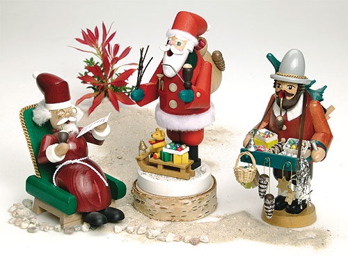 Räuchermann Weihnachtsmann mit Schlitten