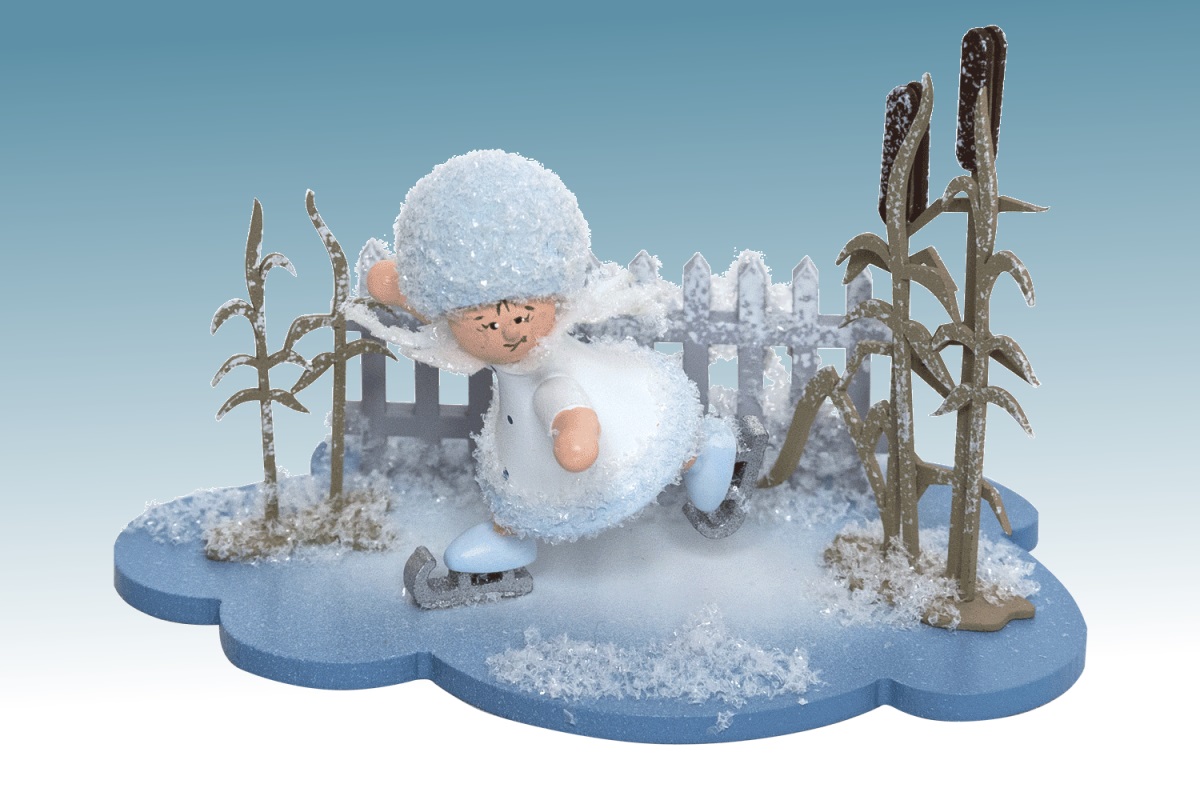 Schneeflöckchen auf Wolke Schlittschuhfahrer - Erzgebirgskunst-Shop