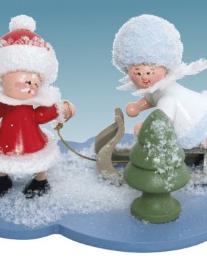 Schneeflöckchen auf Wolke mit Weihnachtsmann