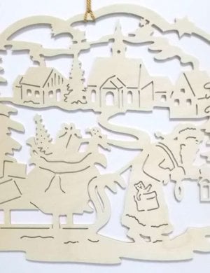 Fensterbild Weihnachtsmann mit Schlitten