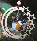 Baumbehang Glaskugel Weihnachtsmann, im Sternenmond
