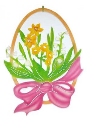 Fensterbild Ei mit Blumen, farbig