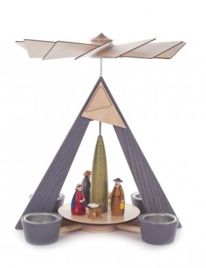 Teelichtpyramide Christi Geburt, grau