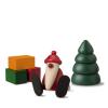 Miniaturset 1, weihnachtsmann auf kante sitzend mit baum und geschenken