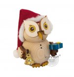 Holzfigur Mini-Eule Weihnachtsmann