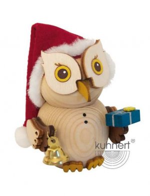 Holzfigur Mini-Eule Weihnachtsmann