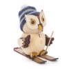 Holzfigur Mini-Eule mit Ski