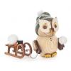 Holzfigur Mini-Eule mit Schlitten