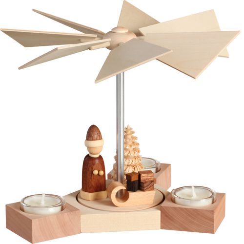 Teelichtpyramide Hexagonum, Weihnachtsmann mit Schlitten