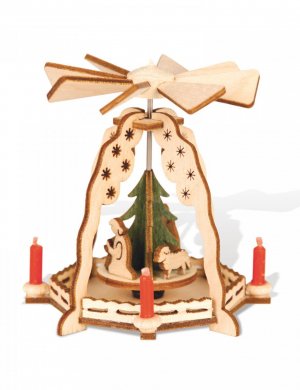Mini-Pyramide Christi Geburt mit grünem Baum