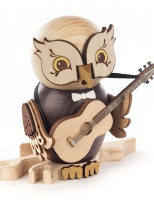 Räucherfigur Eule mit Gitarre