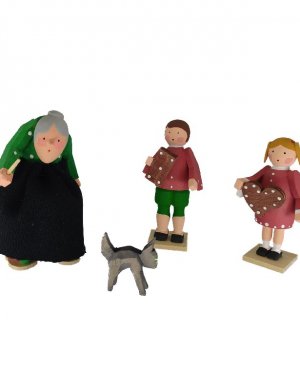 Figuren Hexe, Hänsel, Gretel und Kater